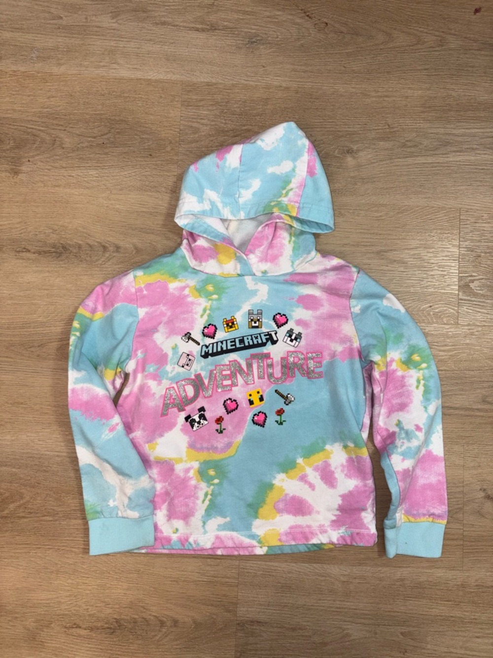 Minecraft Kids' Tie-Dye Adventure Hoodie - Pink & Blue